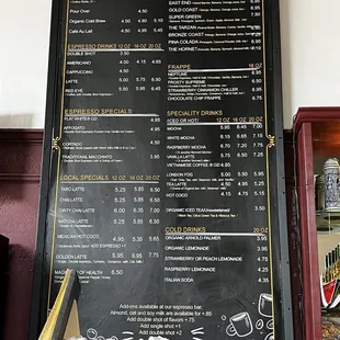 Menu as of end of Sept 2024