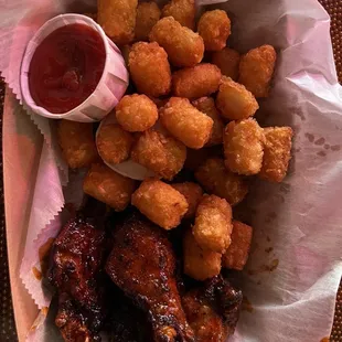 5 Korean BBQ Wings + Tots