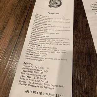 Menu page 1, 4/16/22