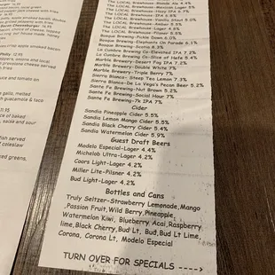 Draft beer list, 4/16/22