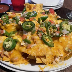 Full Nachos w/chicken.  Ask for chile on the side and some sour cream.  Worked out great.