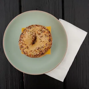 a bagel on a plate