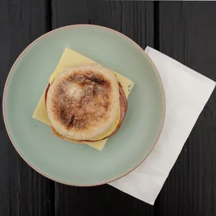 an english muffin on a plate