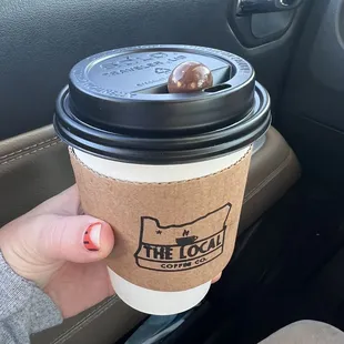 chocolate strawberry mocha with an espresso bean on top.