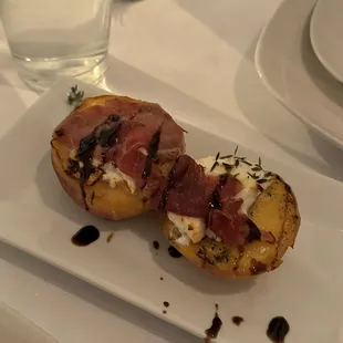 Prosciutto, Thyme, and Goat Cheese Stuffed Peaches
