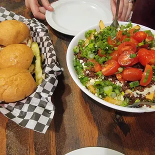 Blue fries and caprese sliders