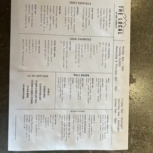 Spring 2022 Drink Menu