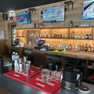 a bar with a bar top