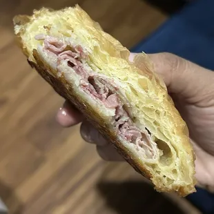 Inside ham &amp; cheese croissant