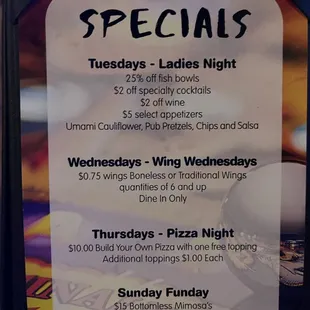 Weekly specials
