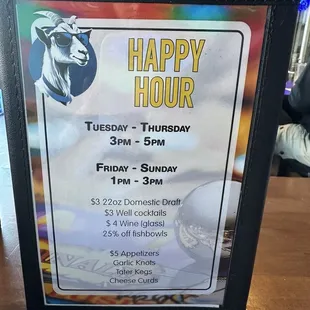 Happy Hour Menu