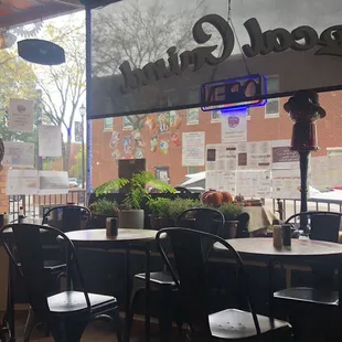 Partial view of indoor dining area