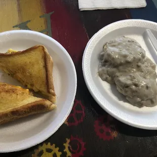 Scrambled Sammy&apos;s on Texas Toast with Small Biscuit and Gravy