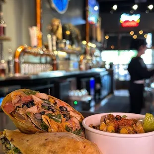 Southwest Chicken Wrap and a side of Street Corn