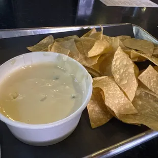 Chips with salsa and queso