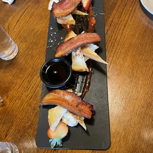 LOCAL HONEY BACON BOARD Nueske's Thick Cut Bacon | Sourdough Toast | House Jam | Soft Cheese |