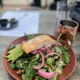 GRILLED SALMON SALAD (minus red cabbage)