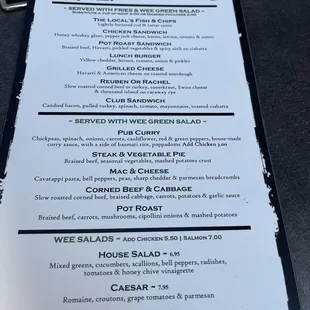 a menu for a restaurant