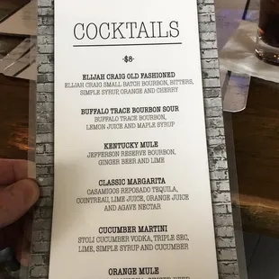 Cocktail Menu