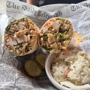 Bang bang chicken wrap with coleslaw