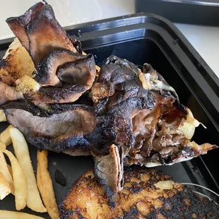 Burned beyond the point of being edible.