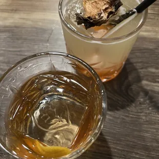 J&apos;s Old Fashion &amp; The Spritzer... love that they have their emblem on their ice block. Drinks are well balanced.