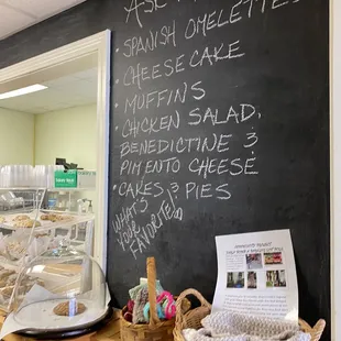 a menu on a blackboard