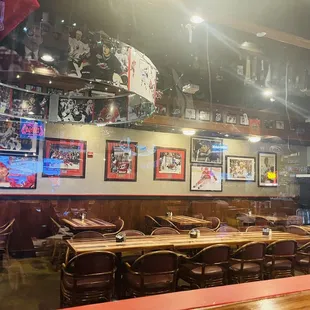 tables and chairs in a restaurant