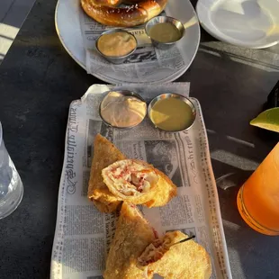 Pub Pretzels and Reuben Egg Rolls