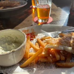 This is my fish and chips almost gone it was so good I forgot to take a pic before I started  Eating