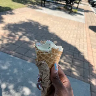 Birthday Cake Ice Cream in Waffle Cone