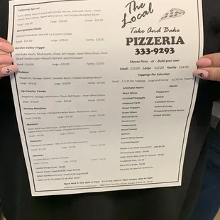 The menu