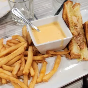 Lobster grilled cheese sandwich with lobster tomato bisque