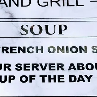 a sign for soup