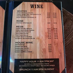 Wine menu