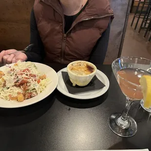 Side salad and French Onion Soup
