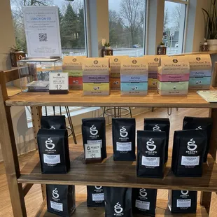 a display of coffee beans