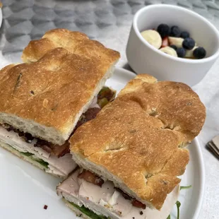 Turkey club with side of fruit