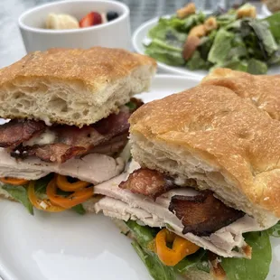 Turkey club w/ a fruit cup. Follow @ohiofoodlover on Instagram for more Ohio eats.