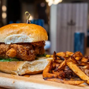  chicken sandwich and french fries