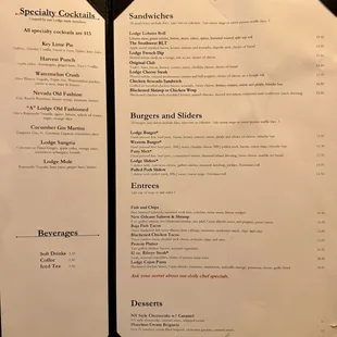 Restaurant menu, page 2, May 2024.