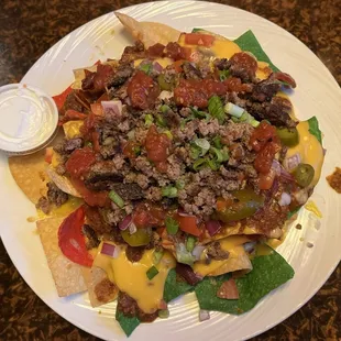 Nachos with added ground beef