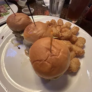 Lodge sliders and tater tots. Really good.