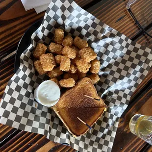 Texas grilled cheese, he added mushrooms.