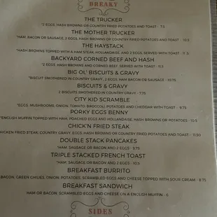 Breakfast menu 2/20/22