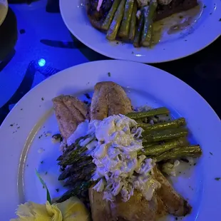 two plates of food on a table