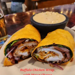 Buffalo Chicken Wrap with Mac n Cheese