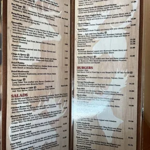 The menu