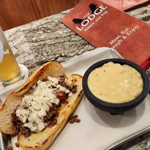 Philly Cheesesteak with Mac &amp; Cheese