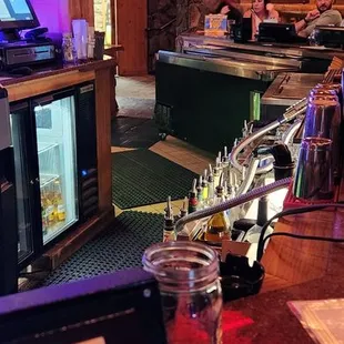 a bar and television